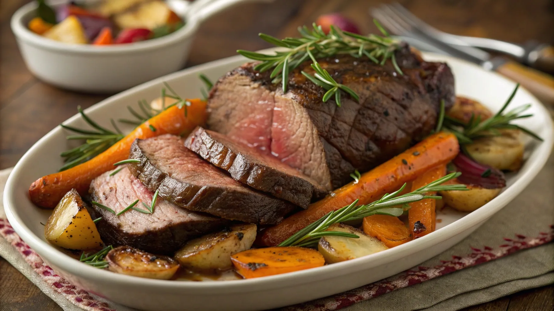 A beautifully plated venison roast