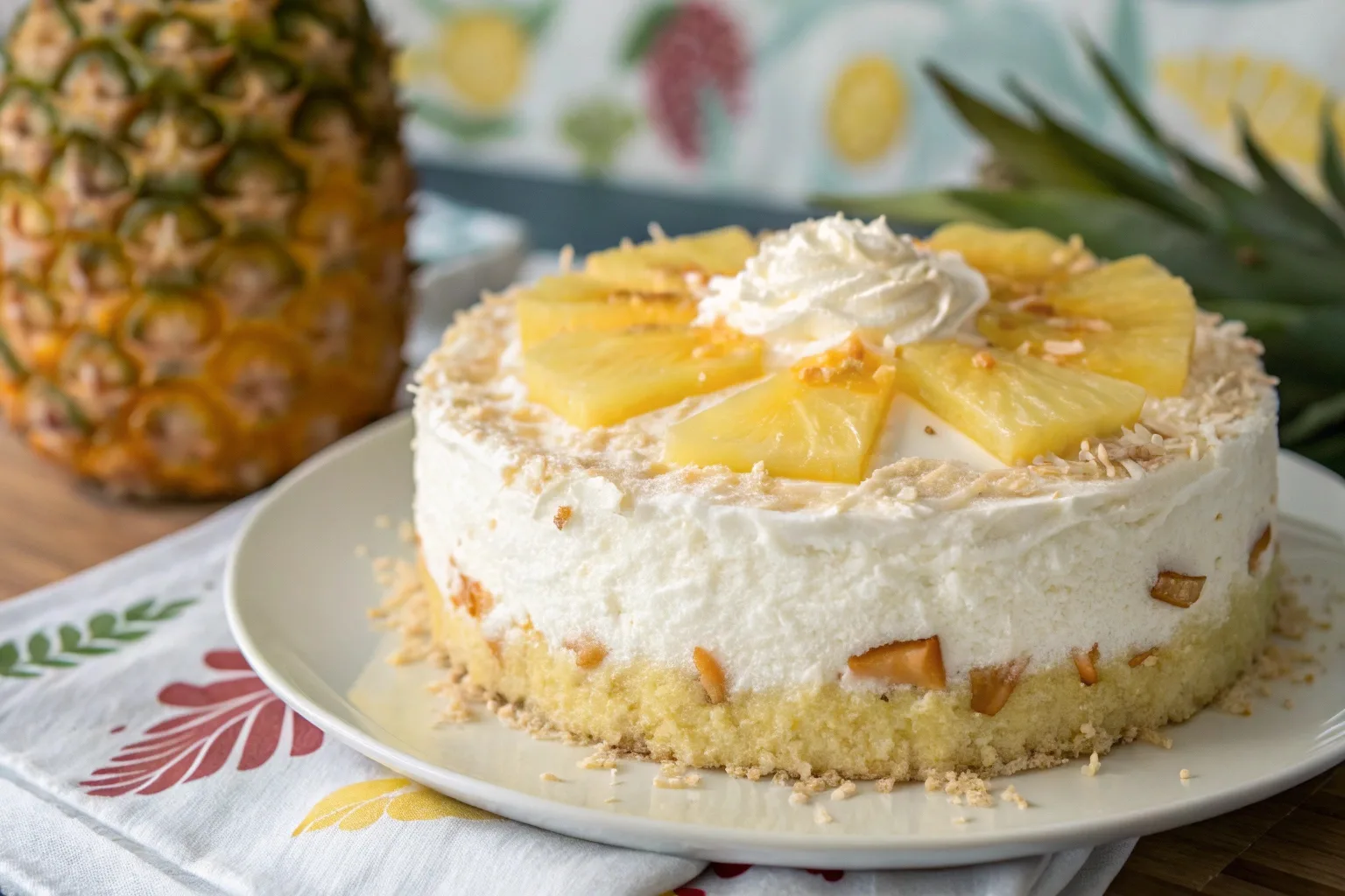 Pineapple Paradise Cake with coconut topping